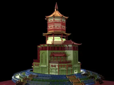 Chinese ancient  tower house   3D model