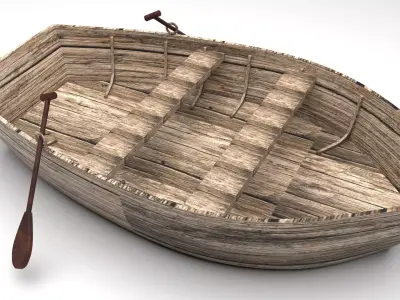 Fishing Wooden Boat 3D model