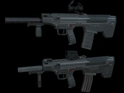 Modular Bullpup Rifle-Carbine Variant Low-poly 3D model