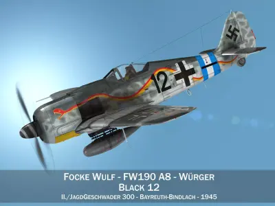 Focke Wulf - FW190 A-8 - Black 12 3D model