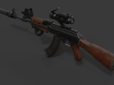 AK-47 rifle Low-poly 3D model