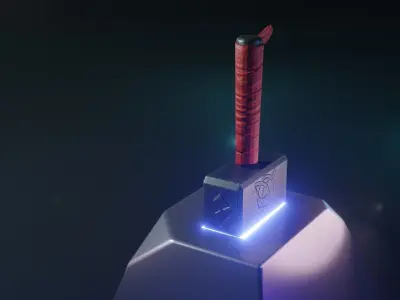 Stylized Thor Hammer Low-poly 3D model