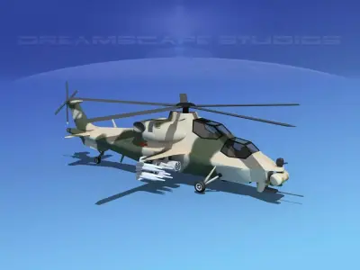 WZ-10 Attack Helicopter V05 Low-poly 3D model