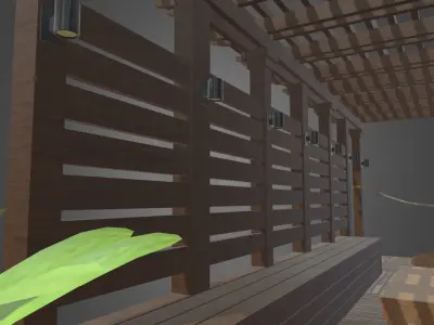 Terrace Wood Structure Low-poly 3D model