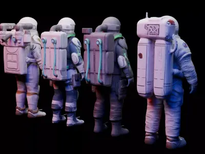 Astronaut Spacesuits 3D Model Low-poly 3D model