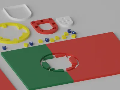 Cartoon Portugal Flag 3D model