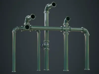 Industrial Pipes 2A Low-poly 3D model