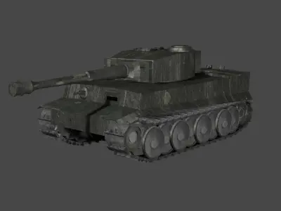 Low Poly Tiger Tank Low-poly 3D model