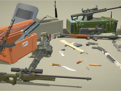 Weapons Pack - Popular FPS Weapon Low-poly 3D model