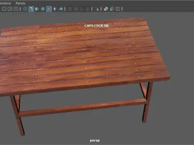 Wood Table and Chair Free low-poly 3D model