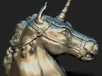 Statue unicorn head Free 3D model