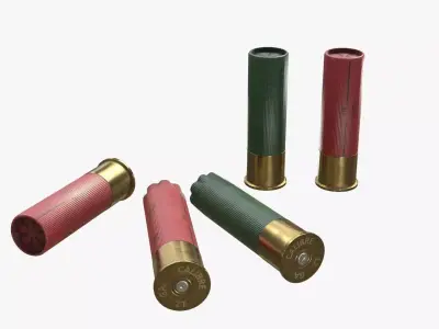 Generic 12 gauge shotgun shells Free low-poly 3D model