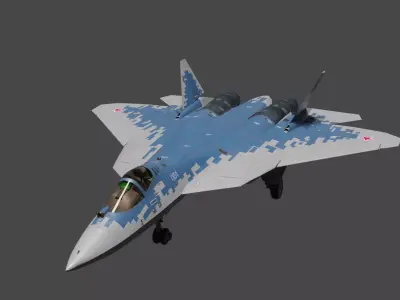 Sukhoi SU57 5th Gen Stealth Fighter Jet Low-poly 3D model