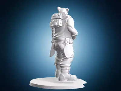 Mutant Mercenary Heavy Gunner with Gatling Minigun Sci-Fi Miniat 3D print model