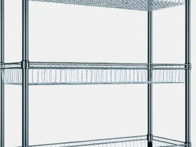 OMAR Regal with 3 baskets Low-poly 3D model