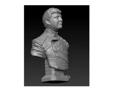 Donald Trump Patriotic Military Bust Model with American Flag 3D print model