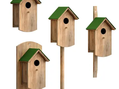Wooden birdhouse 3D model