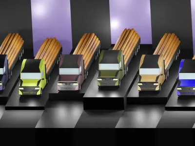 Lowpoly Vehicles - Part 4 - Trucks Low-poly 3D model