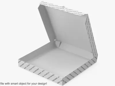 Pizza Box White Paper 12 inch Open Mockup 3D model