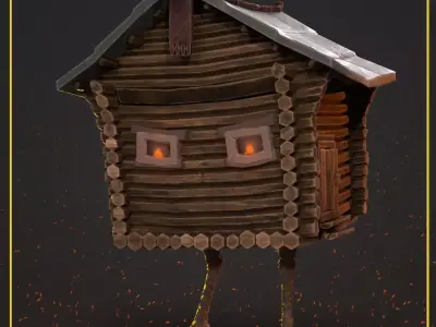 hut on chicken legs Low-poly 3D model