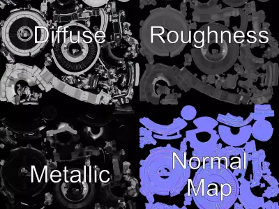 Jet Engine Model Pack with Detailed Components Low-poly 3D model