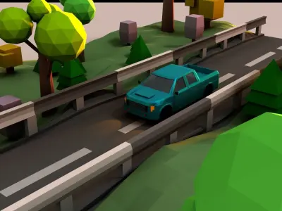 Pickup in the forest Low-poly 3D model