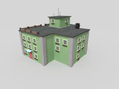 low poly building 2 Low-poly 3D model