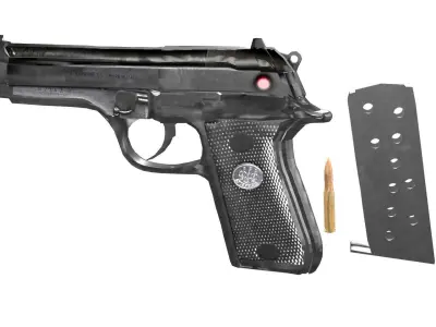 3D Rigged Pistol Low-poly 3D model