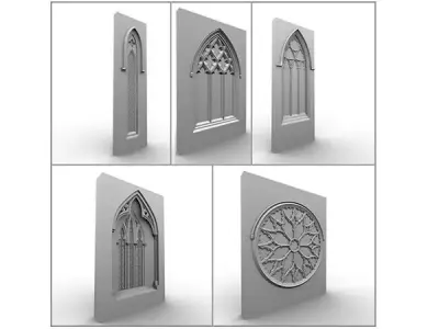 05 Medieval Gothic Windows Set 3D model