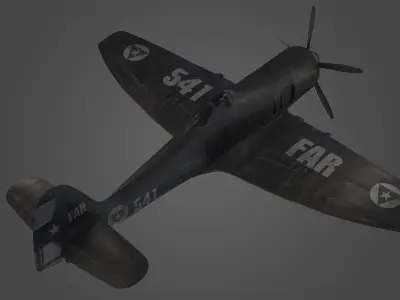 Hawker Sea Fury Airplane Military 3d Model Low-poly 3D model