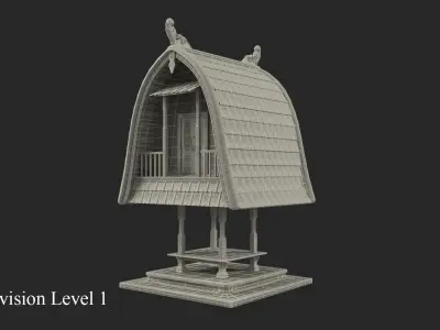 Jineng Balinese Rice Barn Architecture 3D model