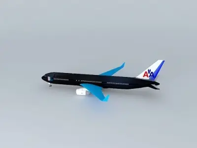 Boeing 767 341 Amercan Airlines at LAX with interior Free 3D model