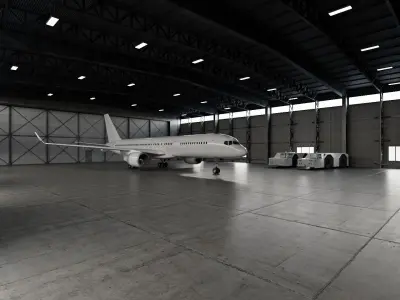 CA - Airplane Hangar Warehouse Low-poly 3D model