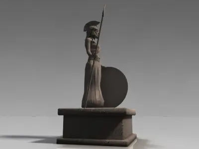 Athena greek stone statue Low-poly 3D model