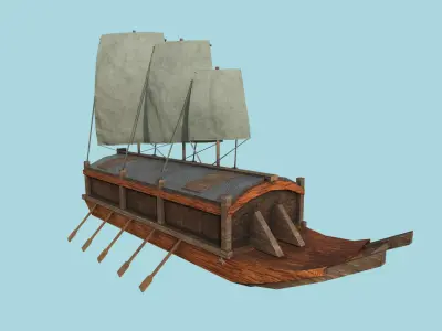 Korean Turtle Ship - Medieval Warship 02 Low-poly 3D model