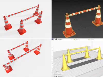 Road Cone M4 - with STL Low-poly 3D model