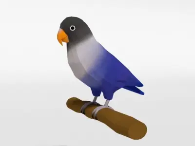 Low Poly Cartoon Lovebirds Low-poly 3D model