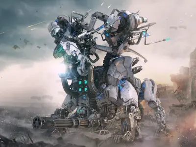 Horror Mech Monster- vray- lowpoly Low-poly 3D model