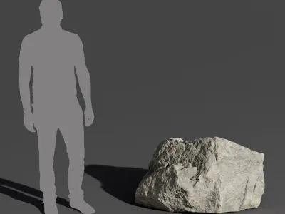  Cool Toned Lightly Ridged Low Large Rock Boulder Model 