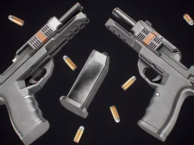 Cyberpunk Pistol Corporate Low-poly 3D model