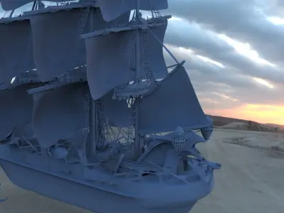 Frigate Ship 3D model 3D model