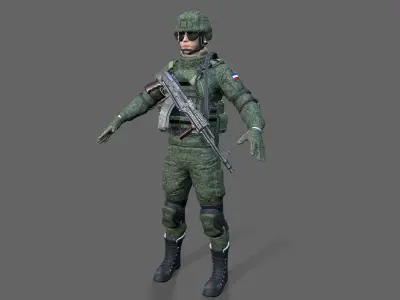  Russian Tactical Soldier Low-poly 3D model