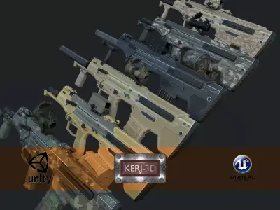 Modular Bullpup Rifle-Carbine Variant Low-poly 3D model