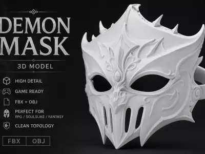 Dark Gothic Knight Mask 3D Model 3D model