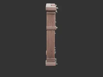 Castle Dungeon Door with Iron Hinges Low-poly 3D model
