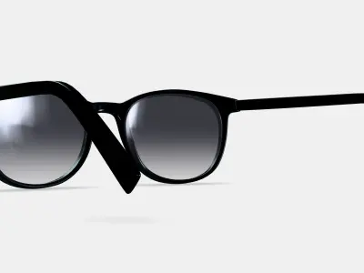 Durand Sunglasses in Jet Black with Polished Gold 3D model