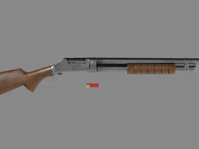 Winchester 1897 riot Low-poly 3D model