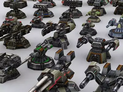 Wargear Turrets Low-poly 3D model