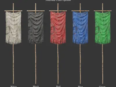 Medieval Crude Decoration Flags and Banners Low-poly 3D model