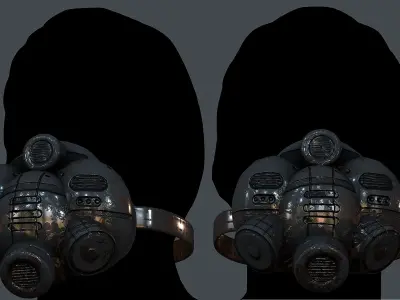 Gas mask helmet 3d model scifi Low-poly Low-poly 3D model